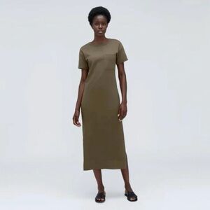Everlane The Organic Cotton Weekend Maxi Dress in Beech Olive Green